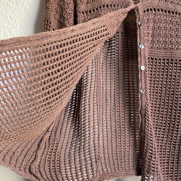 Vintage y2k button front crocheted sweater cotton blend medium - Picture 3 of 7